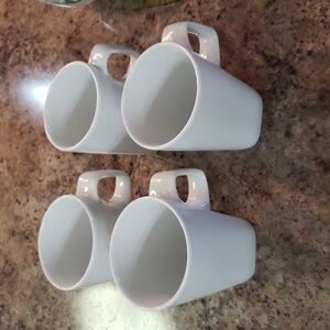 CRATE & BARREL WHITE PORCELAIN KAHLA MUGS SET OF 4